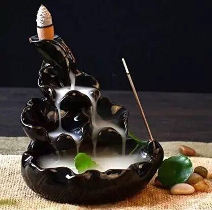 Smoke Mountain Backflow incense burner with 10 Smoke Backflow Incense Cone - 12 cm - GadgetHub Emporium