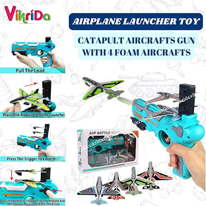 Airplane Launcher Toy Catapult Aircrafts Gun with 4 Foam Planes - GadgetHub Emporium