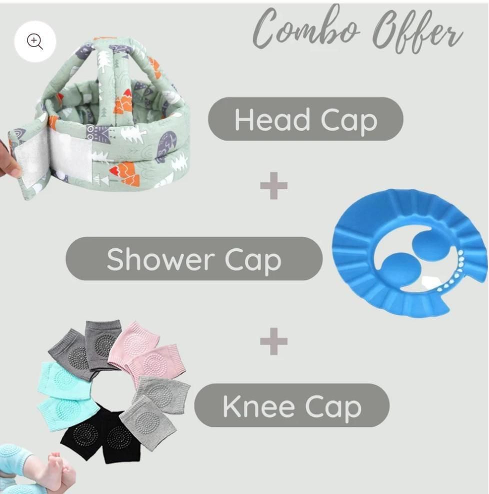 Combo of Head Cap Shower Cap, Knee Cap - GadgetHub Emporium