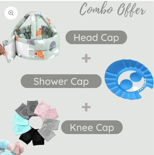 Combo of Head Cap Shower Cap, Knee Cap - GadgetHub Emporium