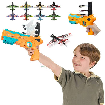 Airplane Launcher Toy Catapult Aircrafts Gun with 4 Foam Planes - GadgetHub Emporium